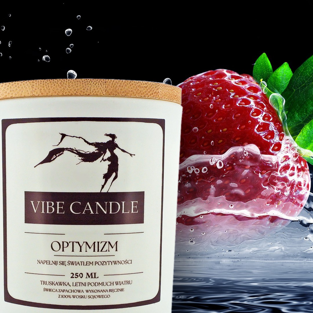 swieca-zapachowa-vibe-candle-optymizm-truskawka VIBECANDLE Duftkerzen Optimismus - Handgemachte - 250 ml - 55 Stunde – Bild 1