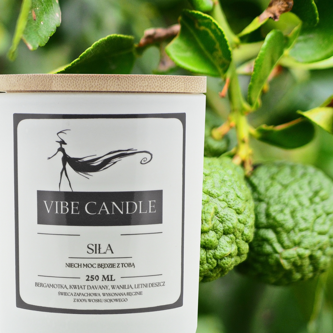 swieca-zapachowa-vibe-candle-sila-bergamotka-2 VIBECANDLE Luxuriose Duftkerzen Kraft- Handgemachte - 250 ml - 55 Stunde – Bild 1